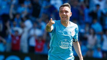 Iago Aspas celebra un gol contra Las Palmas en Balaídos.