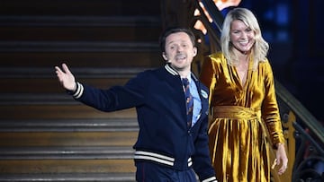 Olympique Lyonnais&#039; Norwegian forward Ada Hegerberg (R) stands past French DJ and producer Martin Solveig gesturing after receiving the 2018 FIFA Women&#039;s Ballon d&#039;Or award for best player of the year during the 2018 FIFA Ballon d&#039;Or aw