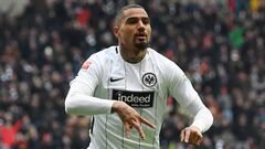 FRANKFURT AM MAIN, GERMANY - MARCH 17: Kevin Prince-Boateng of Frankfurt celebrates after he scored a goal to make it 1:0 during the Bundesliga match between Eintracht Frankfurt and 1. FSV Mainz 05 at Commerzbank-Arena on March 17, 2018 in Frankfurt am Ma