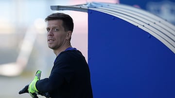 Wojciech Szczesny, en un entrenamiento del Barça.