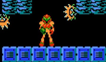 Metroid y Samus, sola en el espacio.