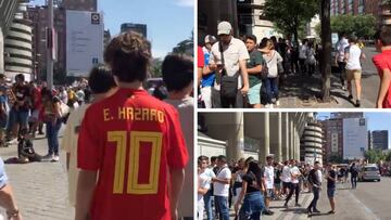 La increíble fila de hinchas que esperó por Hazard en el Bernabéu