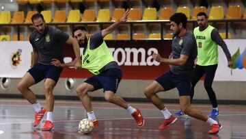 Entrenamiento de la selección española de fútbol sala.