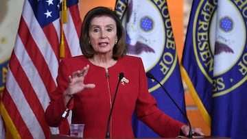 La presidenta de la C&aacute;mara de Representantes, Nancy Pelosi, D-CA, habla durante una conferencia de prensa en el Capitolio de los Estados Unidos en Washington, DC el 8 de septiembre de 2021. 