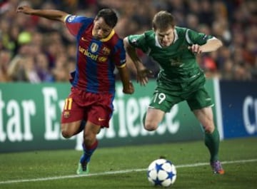 Jeffr谷n Su芍rez disput車 cuatro partidos de Champions League con el Barcelona, el a?o que el club catal芍n sali車 campe車n contra el Manchester United.