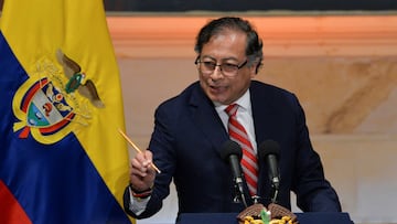 Colombia's President Gustavo Petro delivers a speech as he attends the opening of a new legislative session of Colombia's Congress, in Bogota, Colombia July 20, 2023. REUTERS/Vannessa Jimenez