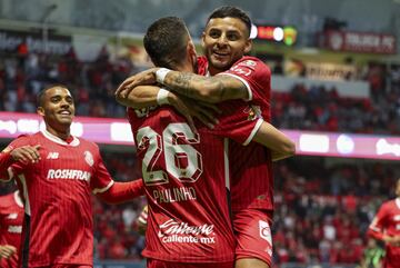 Joao Dias celebrates his goal 1-0 of Toluca during the 2nd round match between Toluca and FC Juarez as part of the Liga BBVA MX, Torneo Apertura 2024 at Nemesio Diez Stadium on July 13, 2024 in Toluca, Estado de Mexico, Mexico.