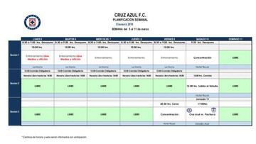 El calendario de esta semana de Cruz Azul llevará esta semana donde tendrá dos entrenamientos a puerta abierta.