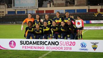 Las jugadoras de la Selección Colombia Sub 20 Femenina en el Sudamericano de la categoría en Ecuador