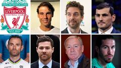 Rafa Nadal, Pau Gasol, Iker Casillas, Alejandro Valverde, Xabi Alonso, Javier Clemente y Sergio Ramos.