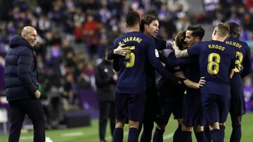 Zidane celebr&oacute; con alegr&iacute;a el gol de Nacho en Pucela.