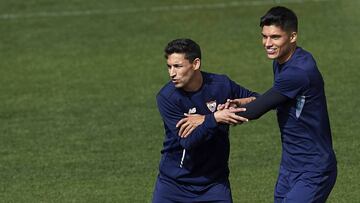 Correa, con Navas durante un entrenamiento.