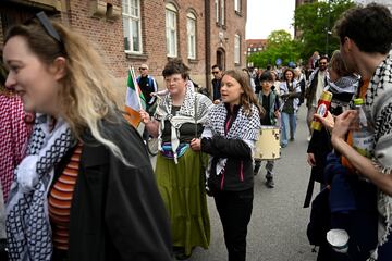 La activista climática Greta Thunberg participa en la manifestación Stop Israel contra la participación de Israel en la 68ª edición del Festival de la Canción de Eurovisión (ESC), en medio del actual conflicto en Gaza entre Israel y el grupo islamista palestino Hamas.