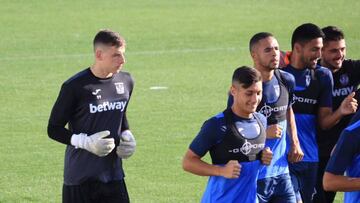 Andriy Lunin, in training with Leganés.