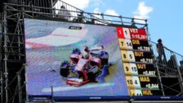 El accidente de Massa en las pantallas de televisión de Mónaco.