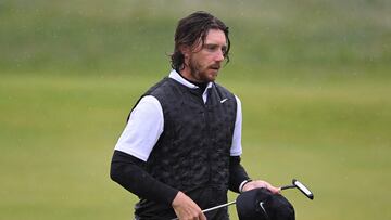 Hoylake (United Kingdom), 23/07/2023.- English golfer Tommy Fleetwood reacts on the 18th green during the fourth round of The 151st Open at Royal Liverpool Golf Club in Hoylake, Britain, 23 July 2023. (Reino Unido) EFE/EPA/Peter Powell .