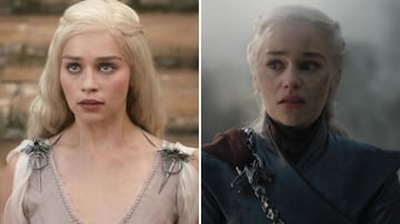 Así lucía Emilia Clarke como Daenerys Targaryen en la primera y última temporada de ‘Game of Thrones’.