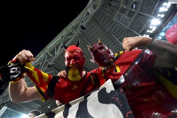 Aficionados de la selección de Bélgica.