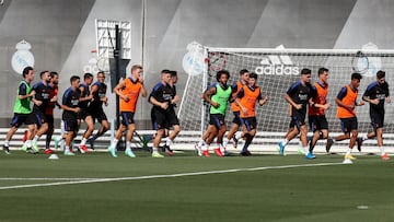 Los jugadores del Real Madrid en el primer entrenamiento de la pretemporada 2021-2022.