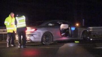 Así quedó el Mercedes Clase S de Christian Clemens tras sufrir el accidente en la madrugada del viernes.