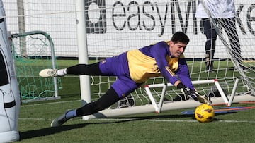 Courtois, durante un entrenamiento de esta semana con el Real Madrid.