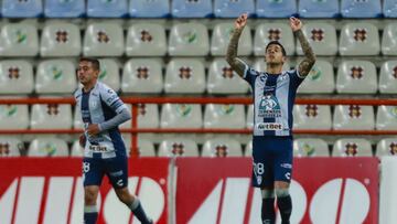 Victor Ismael Sosa celebrates his goal 1-0 of Pachuca during the game Pachuca vs Santos, corresponding to the 16th round match of the Torneo Guard1anes Clausura 2021 of the Liga BBVA MX, at Hidalgo Stadium, on April 26, 2021.
<br><br>
Victor Ismael Sosa celebra su gol 1-0 de Pachuca durante el partido Pachuca vs Santos, correspondiente a la Jornada 16 del Torneo Clausura Guard1anes 2021 de la Liga BBVA MX, en el Estadio Hidalgo, el 26 de Abril de 2021.