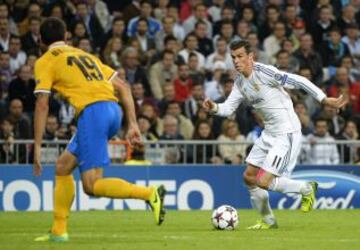 Partido de la Champions League, grupo B. Real Madrid-Juventus. Bale.