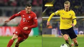 (COMBO) This combination created on May 25, 2020 of file pictures shows Bayern Munich&#039;s Polish striker Robert Lewandowski (L, during the German Cup (DFB Pokal) round of 16 football match FC Bayern Munich v TSG 1899 Hoffenheim in Munich, southern Germ