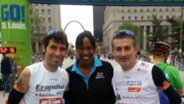 Salvador y Conde, con Jackie Joyner-Kersee