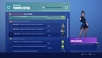Desbloqueamos el estilo Demi (Noche) al llegar al nivel 87 del Pase de Batalla, y completar 9 desafíos de Tiempo Extra