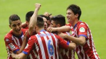 Alegría tras el gol de Hugo Fraile