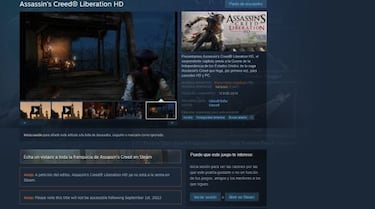 Assassin's Creed Liberation HD ya no se puede comprar en Steam, pero se podrá seguir descargando