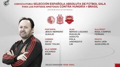 Convocatoria de Fede Vidal para los amistosos de la Selecci&oacute;n Espa&ntilde;ola de F&uacute;tbol Sala ante Hungr&iacute;a y Brasil.