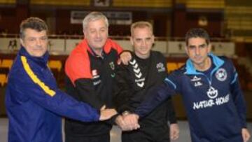 Pascual (Barça), García (Cangas), Guijosa (Ademar) y González (Naturhouse), los entrenadores de la Copa Asobal.