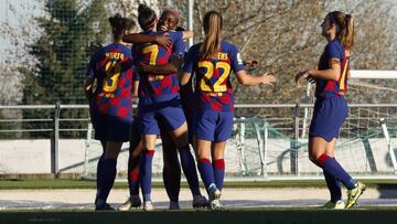 Jugadoras del Barça en Valdebebas.