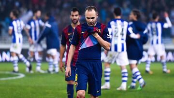 Iniesta, tras la derrota 1-0 en Anoeta el 4 de enero de 2015