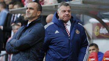 Britain Football Soccer - Sunderland v Everton - Barclays Premier League - The Stadium of Light - 11/5/16
 Everton manager Roberto Martinez and Sunderland manager Sam Allardyce
 Action Images via Reuters / Jason Cairnduff
 Livepic
 EDITORIAL USE ONLY. No use with unauthorized audio, video, data, fixture lists, club/league logos or &quot;live&quot; services. Online in-match use limited to 45 images, no video emulation. No use in betting, games or single club/league/player publications.  Please contact your account representative for further details.