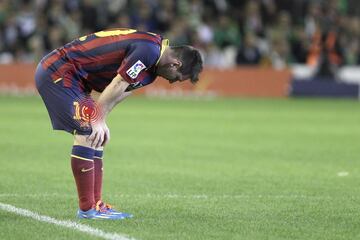 Fecha: 10-11-2013 | Partido: Betis - Barcelona | Lesión: Rotura fibrilar en el bíceps femoral de la pierna izquierda.