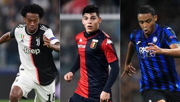 Juan Cuadrado, Kevin Agudelo y Luis Muriel en partidos con Juventus, Genoa y Atalanta.