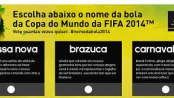 La gente elegirá el nombre del balón del Mundial de Brasil
