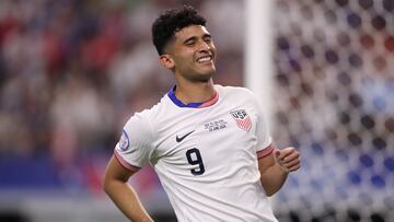 ARLINGTON, TEXAS - JUNE 23: Ricardo Pepi of United States gestures during the CONMEBOL Copa America 2024 Group C match between United States and Bolivia at AT&T Stadium on June 23, 2024 in Arlington, Texas.   Omar Vega/Getty Images/AFP (Photo by Omar Vega / GETTY IMAGES NORTH AMERICA / Getty Images via AFP)