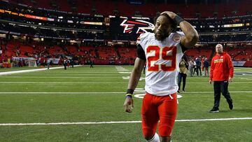 ATLANTA, GA - DECEMBER 04: Eric Berry #29 of the Kansas City Chiefs walks off the field after their 29-28 win over the Atlanta Falcons at Georgia Dome on December 4, 2016 in Atlanta, Georgia. Berry returned an interception from a failed two-point conversion for two points and the go-ahead score.   Kevin C. Cox/Getty Images/AFP
 == FOR NEWSPAPERS, INTERNET, TELCOS &amp; TELEVISION USE ONLY ==