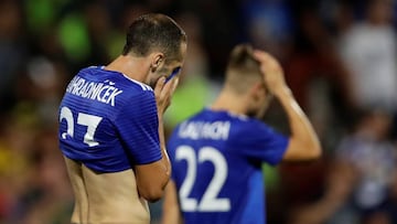 Soccer Football - Europa League - Play-Off First Leg - Sigma Olomouc v Sevilla - Andruv Stadion, Olomouc, Czech Republic - August 23, 2018 Sigma Olomouc's Tomas Zahradnicek looks dejected REUTERS/David W Cerny