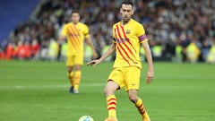 Sergio Busquets of FC Barcelona in action during the spanish league, La Liga Santander, football match played between Real Madrid and FC Barcelona at Santiago Bernabeu stadium on March 20, 2022, in Madrid, Spain.
 AFP7 
 20/03/2022 ONLY FOR USE IN SPAIN
