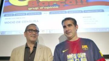 Los socios del Barcelona Joan Arnes, a la izquierda, y Jordi Cases, promotores de la moción de censura.