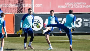 Doherty, en su primer entrenamiento con el Atlético.