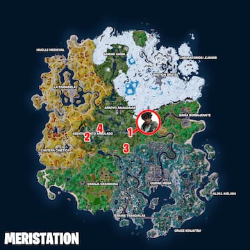 fortnite capitulo 4 temporada 3 tierras salvajes prismas trace ubicaciones mapa