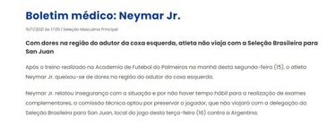 Neymar no jugará ante Argentina