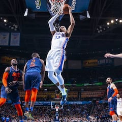 Harris y Scott deciden ante unos OKC Thunder sin Paul George