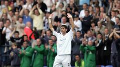 BOLTON, ENGLAND - MAY 15:  Fernando Hierro of Bolton salutes the home supporters after being substituted in his final game before retirement during the Barclays Premiership match between Bolton Wanderers and Everton at the Reebok Stadium on May 15, 2005 i